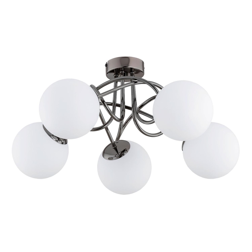 Prisadený luster BANKO 5xE14/10W/230V čierny lesklý chróm