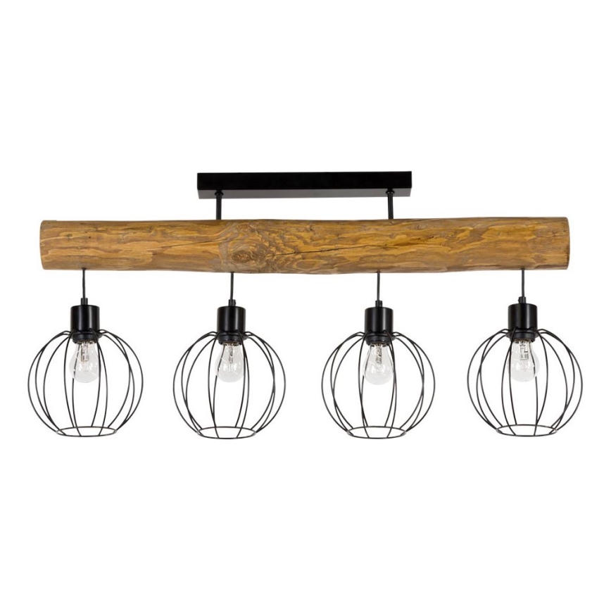Prisadený luster BERIS 4xE27/25W/230V borovica