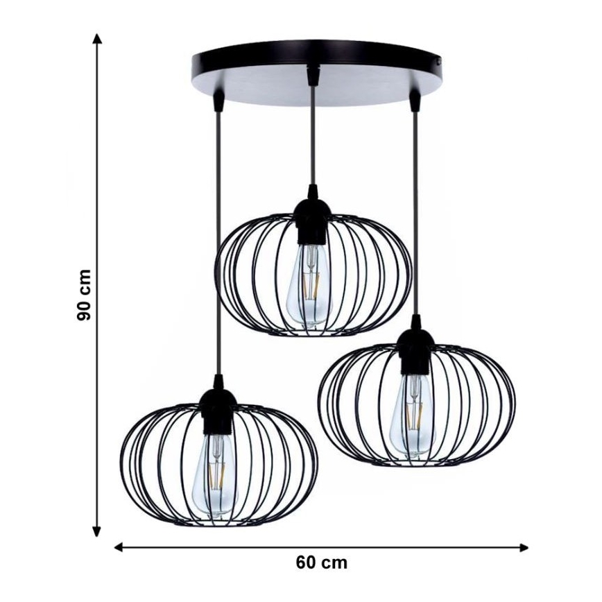 Prisadený luster BOCCA 3xE27/60W/230V