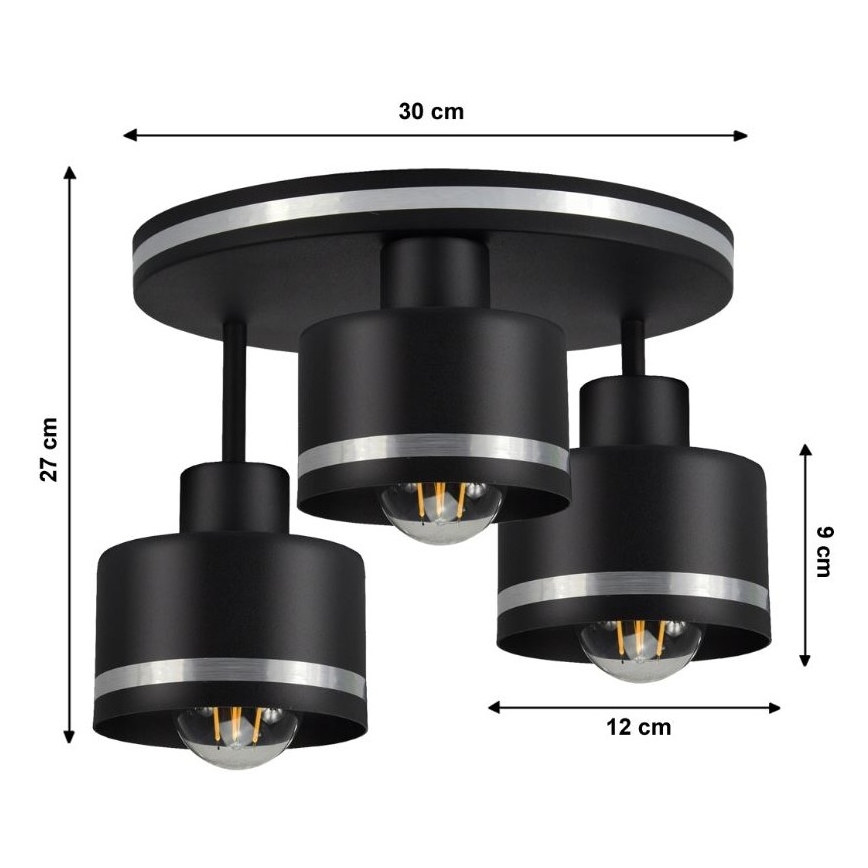 Prisadený luster BODO SILVER 3xE27/60W/230V