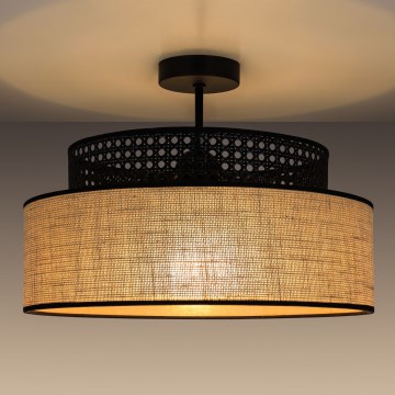 Prisadený luster BOHO 1xE27/60W/230V pr. 40 cm čierna/ratan
