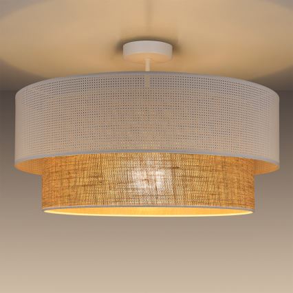 Prisadený luster BORHO 1xE27/60W/230V, priemer 40 cm, biela/juta