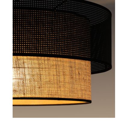 Prisadený luster BORHO 1xE27/60W/230V priemer 40 cm čierna/juta