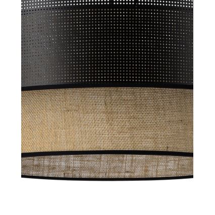 Prisadený luster BORHO 1xE27/60W/230V priemer 40 cm čierna/juta