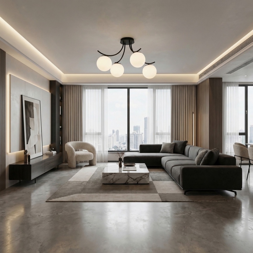 Prisadený luster BOSTON 4xE14/10W/230V čierna