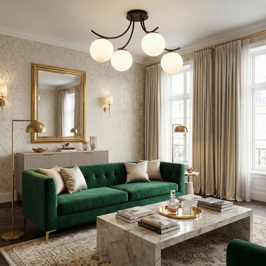 Prisadený luster BOSTON 4xE14/10W/230V čierna