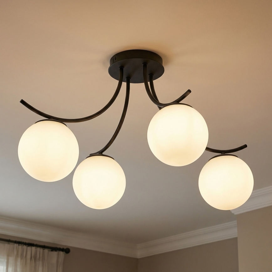 Prisadený luster BOSTON 4xE14/10W/230V čierna