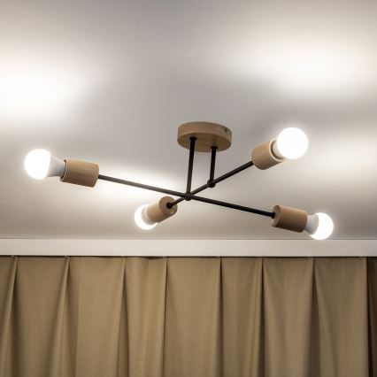 Prisadený luster CAMBRIDGE 4xE27/15W/230V borovica