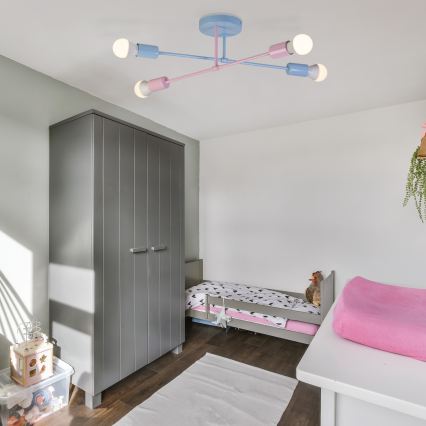 Prisadený luster CAMBRIDGE 4xE27/15W/230V modrá/ružová