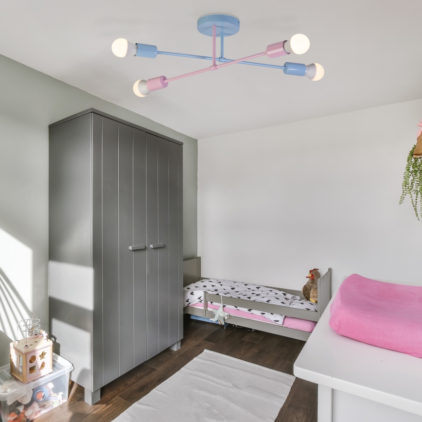 Prisadený luster CAMBRIDGE 4xE27/15W/230V modrá/ružová