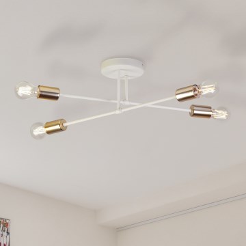 Prisadený luster CAMBRIDGE 4xE27/15W/230V mosadz/biela