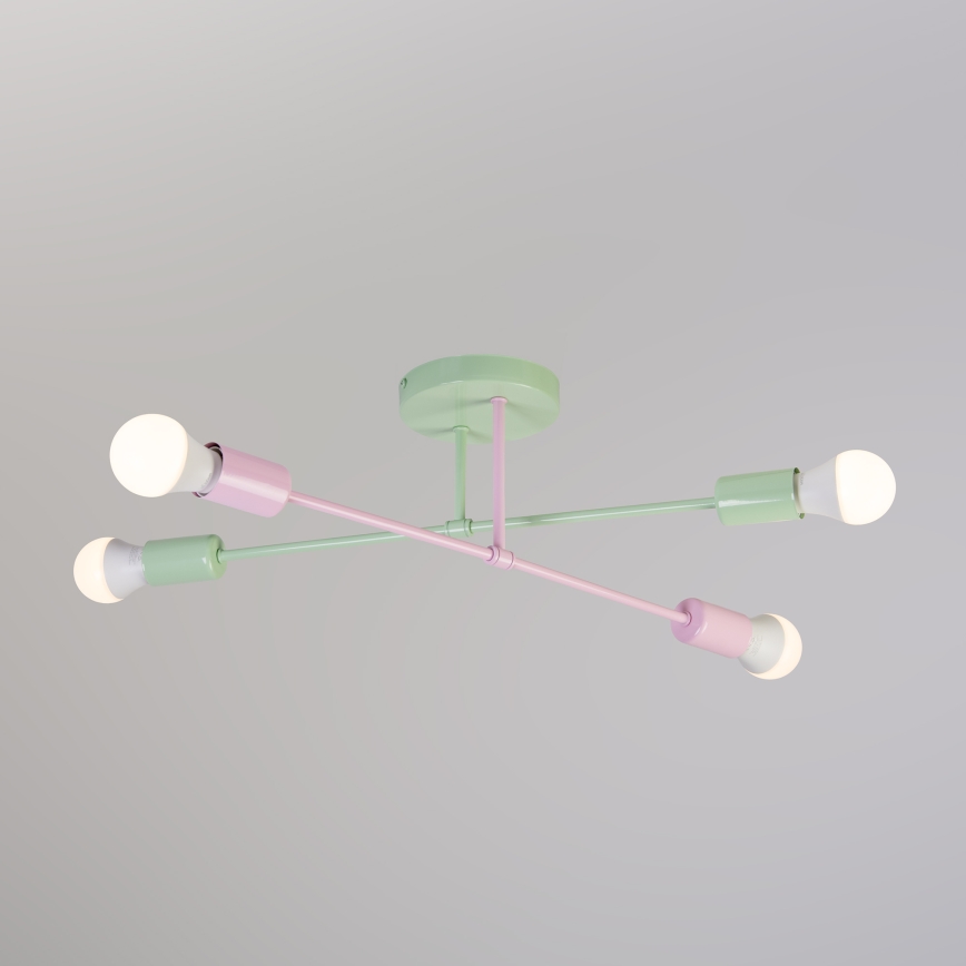 Prisadený luster CAMBRIDGE 4xE27/15W/230V zelený/ružový