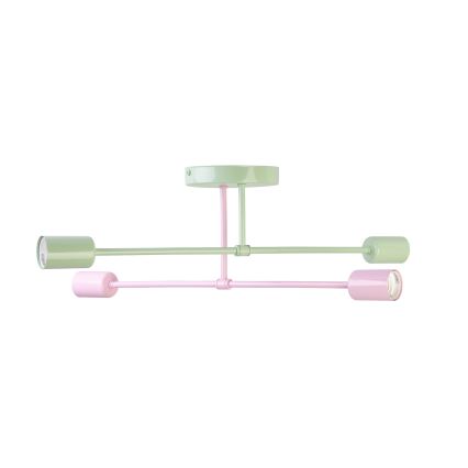 Prisadený luster CAMBRIDGE 4xE27/15W/230V zelený/ružový