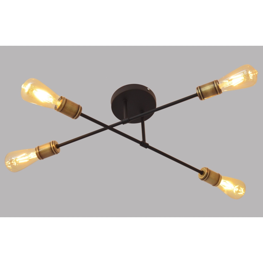 Prisadený luster CAMBRIDGE 4xE27/20W/230V čierna/zlatá