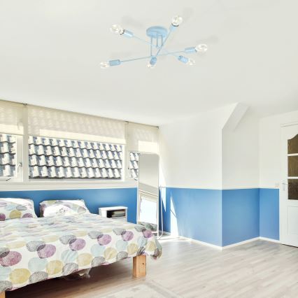 Prisadený luster CAMBRIDGE 6xE27/15W/230V modrý