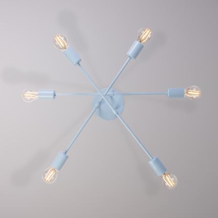 Prisadený luster CAMBRIDGE 6xE27/15W/230V modrý