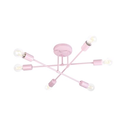 Prisadený luster CAMBRIDGE 6xE27/15W/230V ružový