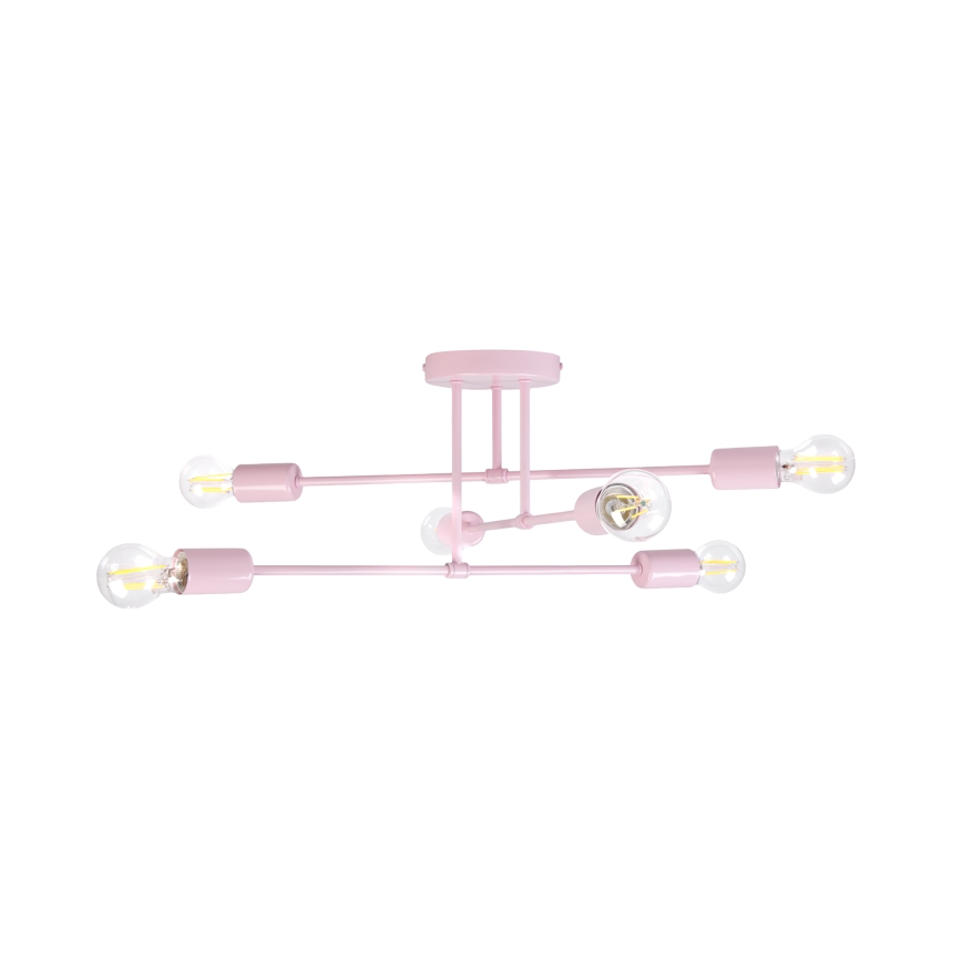 Prisadený luster CAMBRIDGE 6xE27/15W/230V ružový