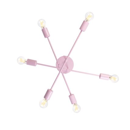 Prisadený luster CAMBRIDGE 6xE27/15W/230V ružový