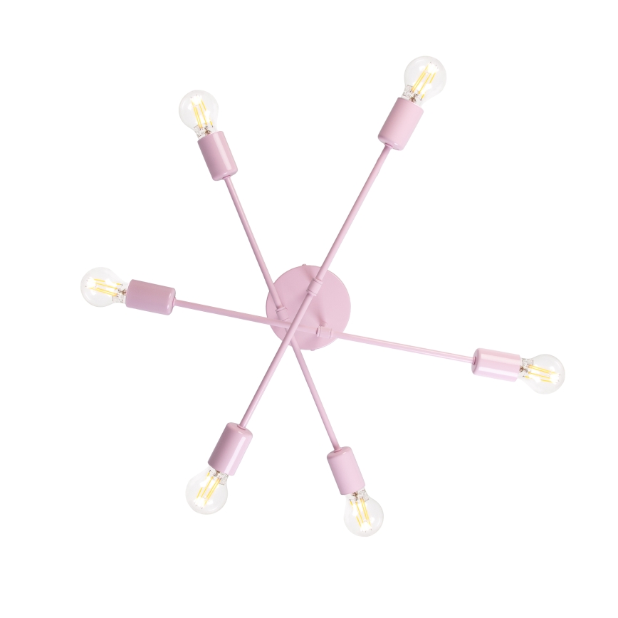 Prisadený luster CAMBRIDGE 6xE27/15W/230V ružový