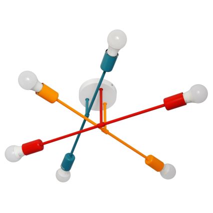 Prisadený luster CAMBRIDGE 6xE27/20W/230V modrá/červená/oranžová