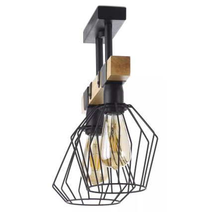 Prisadený luster CAMEROON 2xE27/60W/230V čierna/drevo