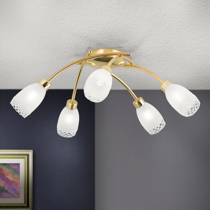 Prisadený luster CARLA 5xG9/28W/230V zlatý