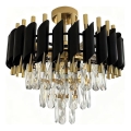 Prisadený luster CRISTAL 5xE14/10W/230V priemer 38 cm čierna/zlatá