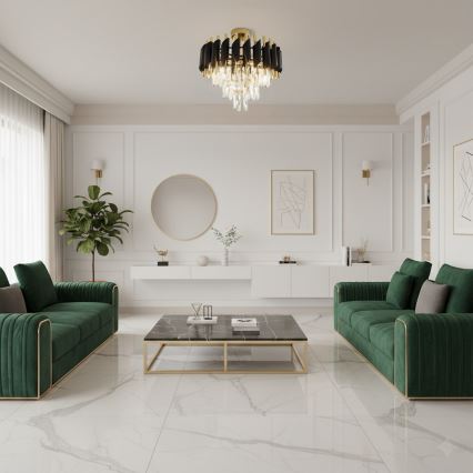 Prisadený luster CRISTAL 5xE14/10W/230V priemer 38 cm čierna/zlatá