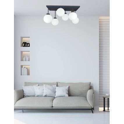 Prisadený luster DEA 6xE14/60W/230V čierna/biela