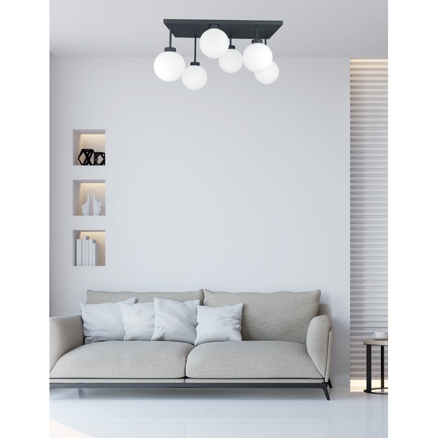 Prisadený luster DEA 6xE14/60W/230V čierna/biela