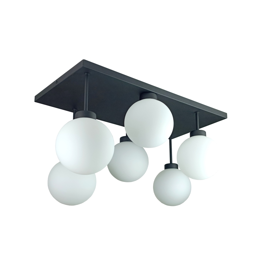 Prisadený luster DEA 6xE14/60W/230V čierna/biela