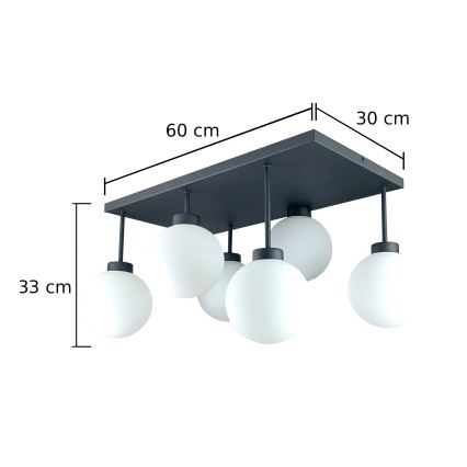 Prisadený luster DEA 6xE14/60W/230V čierna/biela