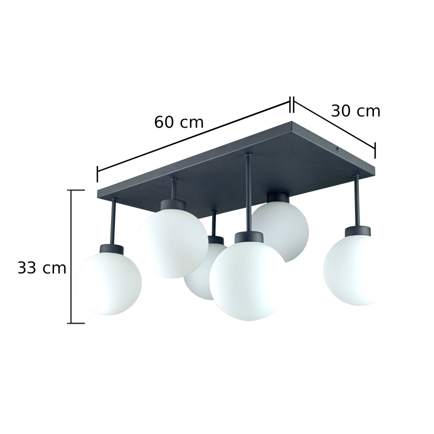 Prisadený luster DEA 6xE14/60W/230V čierna/biela