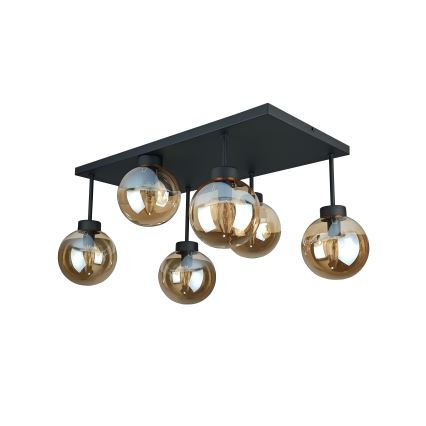 Prisadený luster DEA 6xE14/60W/230V čierna/dymová béžová