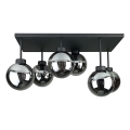Prisadený luster DEA 6xE14/60W/230V čierna/dymová čierna