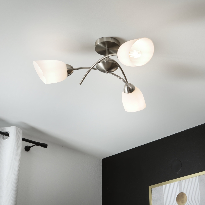 Prisadený luster DONNA 3xE27/60W/230V nikel