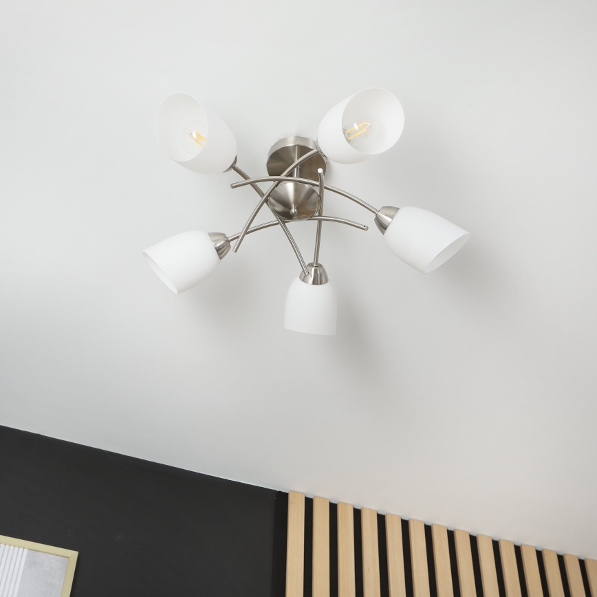 Prisadený luster DONNA 5xE27/60W/230V nikel