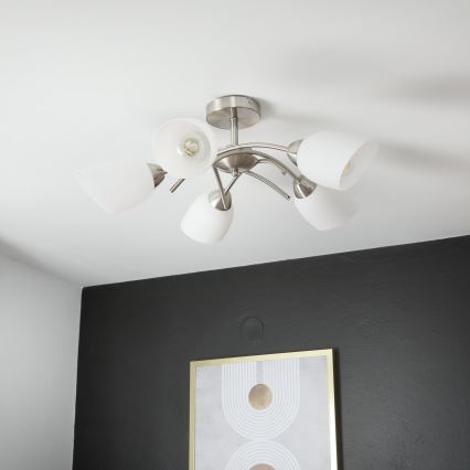 Prisadený luster DONNA 5xE27/60W/230V nikel