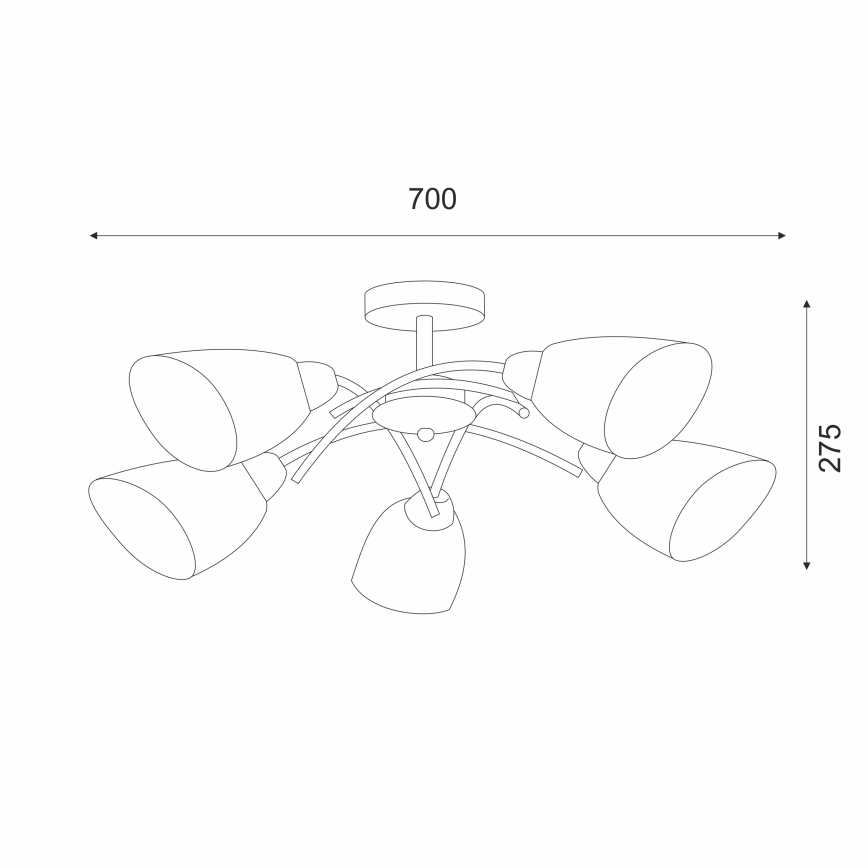 Prisadený luster DONNA 5xE27/60W/230V patina