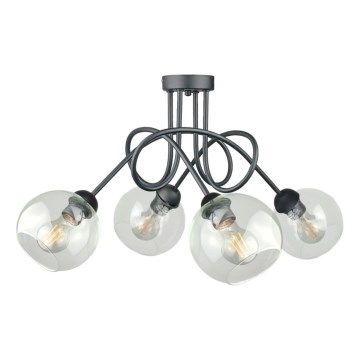 Prisadený luster EVIE 4xE27/60W/230V antracit/číra