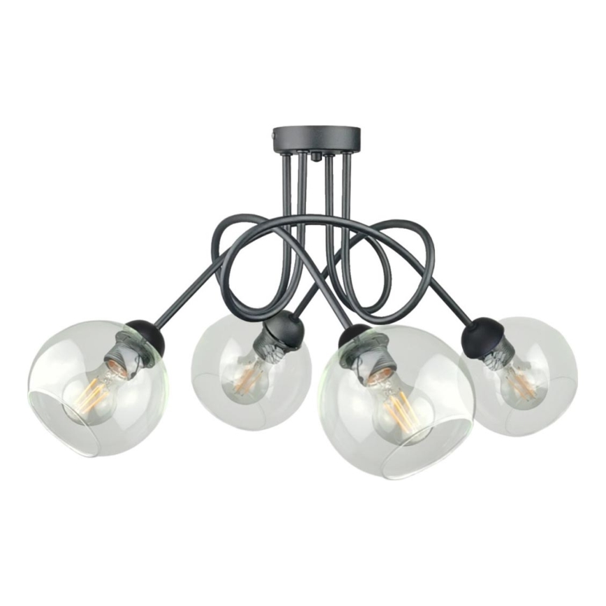 Prisadený luster EVIE 4xE27/60W/230V antracit/číra