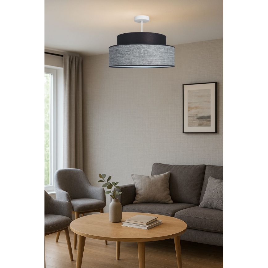 Prisadený luster GRACE 1xE27/60W/230V pr. 40 cm čierna/šedá