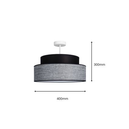 Prisadený luster GRACE 1xE27/60W/230V pr. 40 cm čierna/šedá