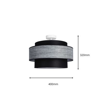 Prisadený luster GRACE 1xE27/60W/230V pr. 40 cm čierna/šedá