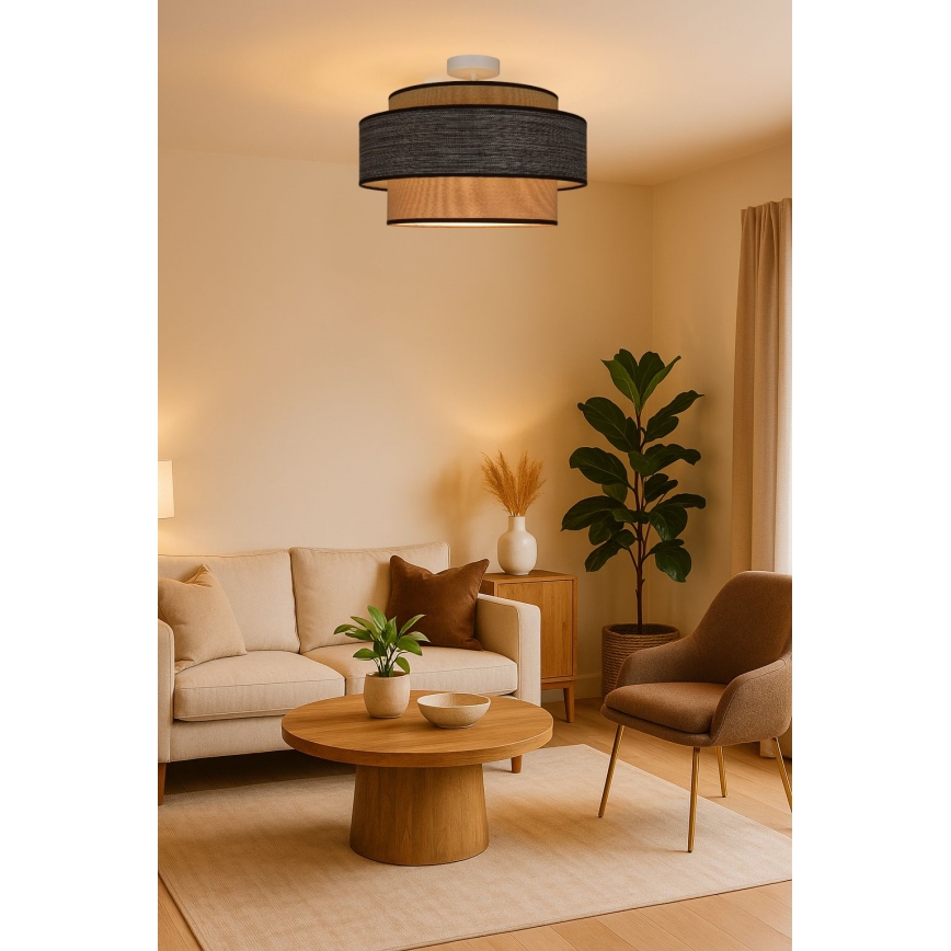 Prisadený luster GRACE 1xE27/60W/230V pr. 40 cm krémová/hnedá