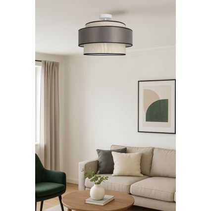 Prisadený luster GRACE 1xE27/60W/230V pr. 40 cm krémová/šedá