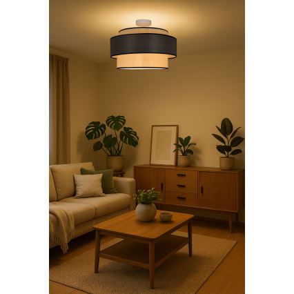 Prisadený luster GRACE 1xE27/60W/230V pr. 40 cm krémová/šedá