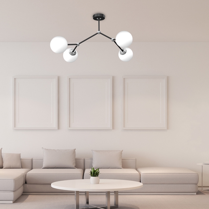 Prisadený luster JOY 4xE14/40W/230V čierna/lesklý chróm