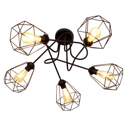 Prisadený luster KARO 5xE27/15W/230V čierna